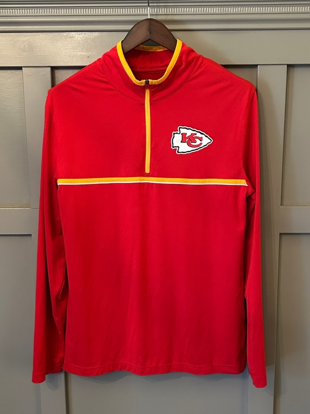 NFL Team Apparel Kansas City Chiefs Quarter Zip Long Sleeve Shirt Size Medium